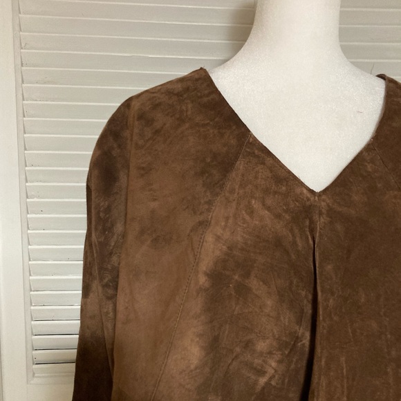 NWT Inc Concepts Vintage Brown Suede Leather Triangle Shawl/Cape Size L-XL - Picture 6 of 9